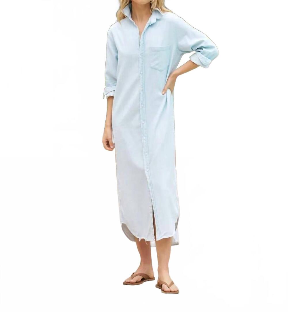 NEW FRANK & EILEEN button up maxi shirtdress in classic blue tattered wash
